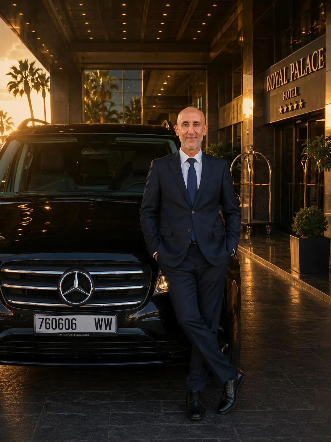Chauffeur privé Taxis du Maroc devant son véhicule